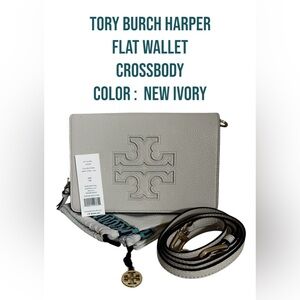 Tory Burch Harper Flat Wallet Crossbody | Color: New Ivory | Pre-Owned